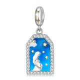 Pregnant Mom with Wishing Stars Dangle Charm S925 Sterling Silver Bead