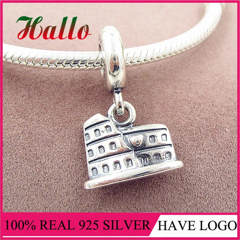 925 Sterling Silver Colosseum Dangle Charm Bead