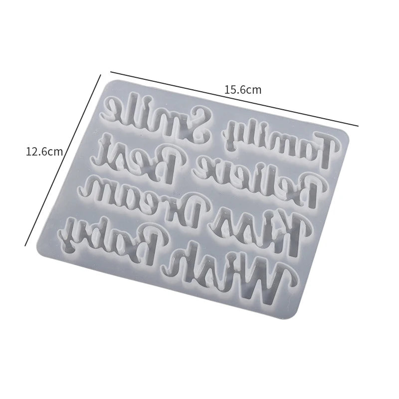Pray Bless Word Letters Pendants Epoxy Resin Making Mold DIY Couple Gift