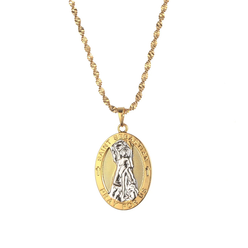 Pray For Us Necklace Saint Sebastian Pendant
