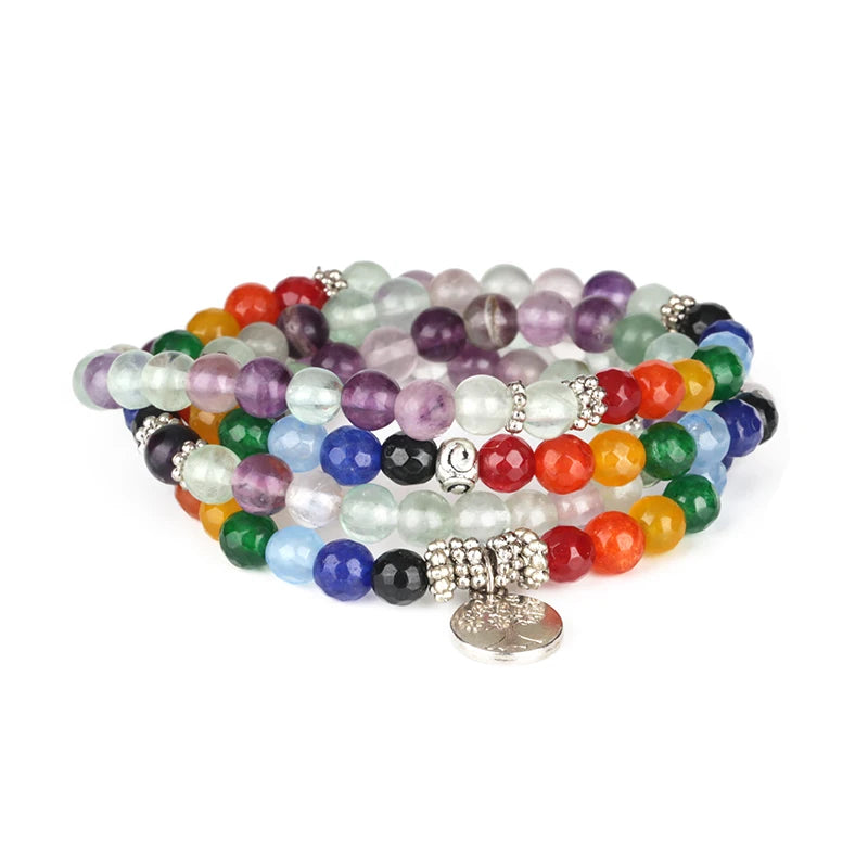 6mm Solar Universe Stone Necklace Bracelet Set