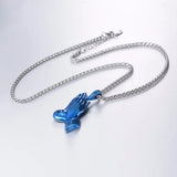 Men's Praying Hands Necklace Blue/Black Religious Jewelry