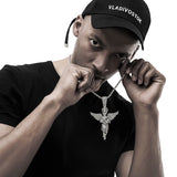 Iced Out Angel Necklace Pendant Crystal Chain For Men Hip Hop Jewelry