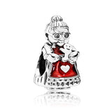 925 Sterling Silver Mrs. Santa Claus Charm Bead Jewelry