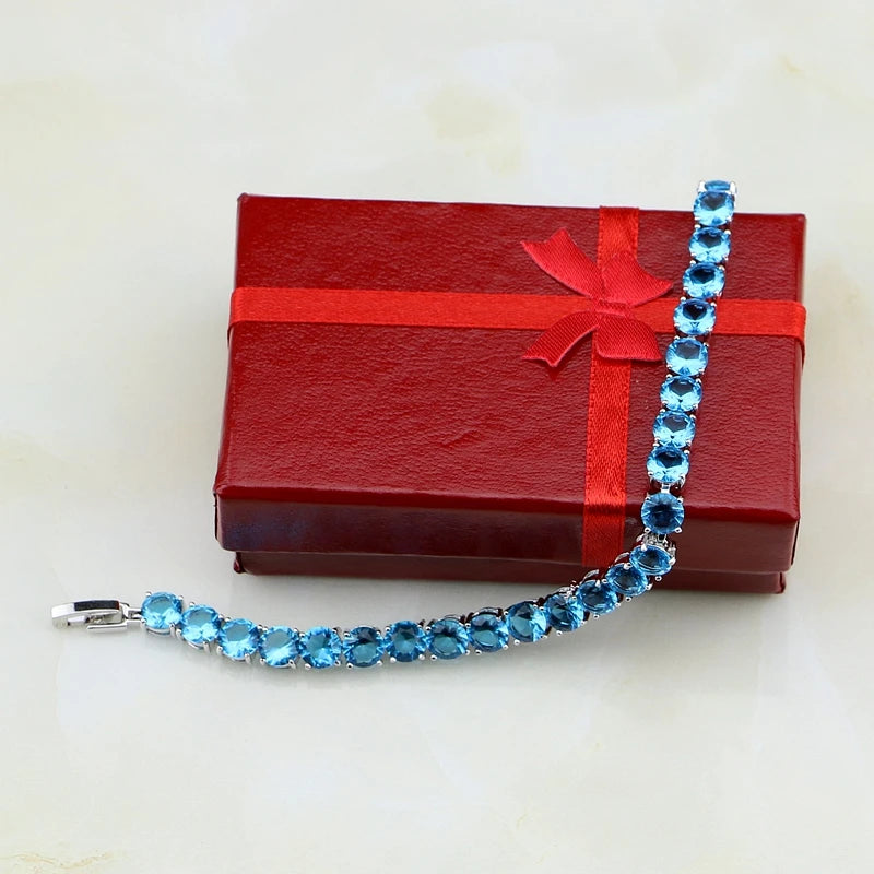 Round Sky Australian Crystal 925 Silver Bracelet