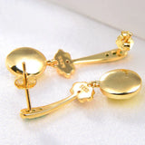 Prehnite Earrings Gemstones 925 Silver Oval Golden Yellow Clouds Women's Earring