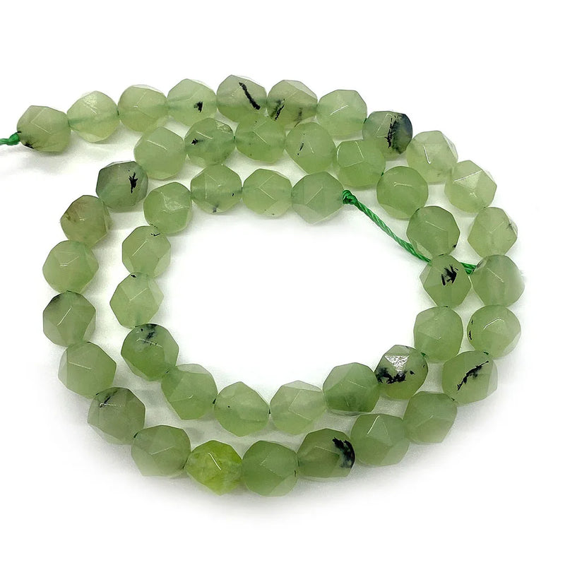 Prehnite Natural Stone Necklace Bead 6mm 8mm Faceted Round Bracelet Beads