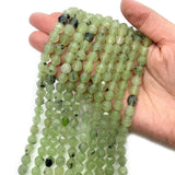 Prehnite Natural Stone Necklace Bead 6mm 8mm Faceted Round Bracelet Beads