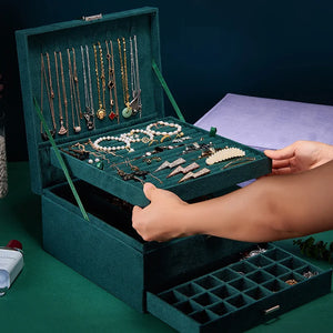 Flannel Jewelry Organizer Box with Lock