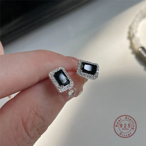 Wind Zircon Stud Earrings 925 Sterling Silver Women's Jewelry Gift