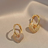 Zircon Heart Pendant Earrings Set for Women