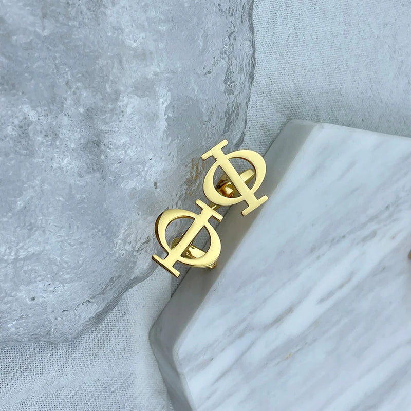 Men's Greek Letter Symbol Cufflinks Stainless Steel Wedding Jewelry