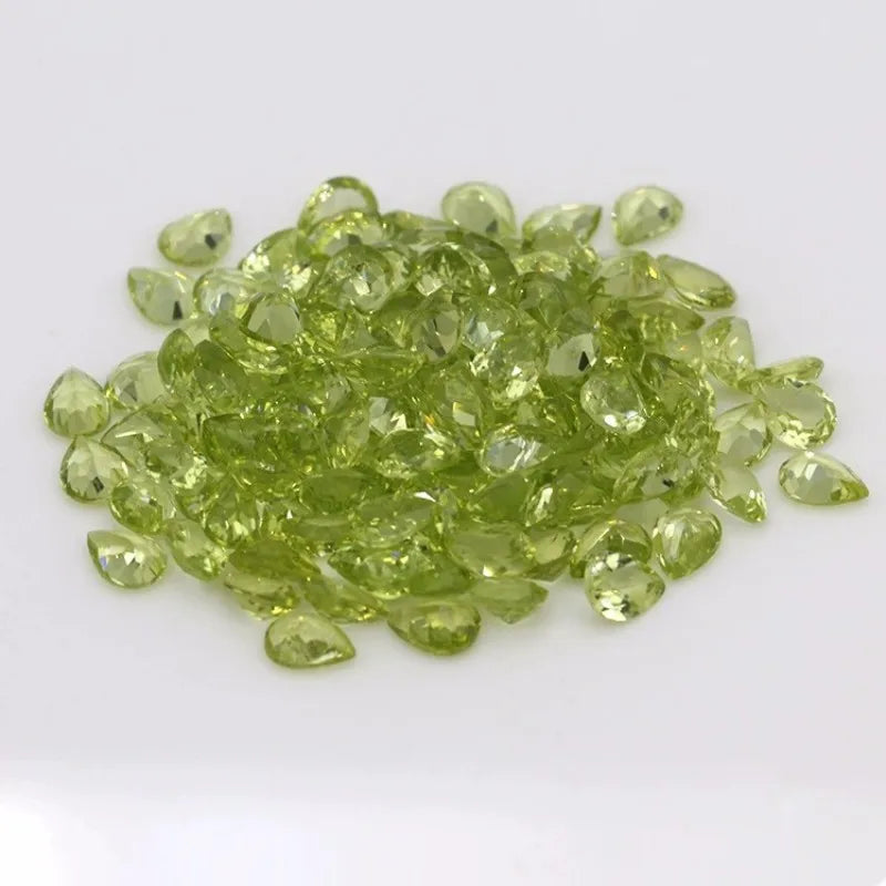 Natural Peridot Pear Loose Gemstone Semi-precious Stone Ring Inlays Sizes