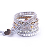 Wrap Bracelet Natural Stones Cozy Vegan Cord Weaving Statement Bracelet
