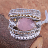 Wrap Bracelet Natural Stones Cozy Vegan Cord Weaving Statement Bracelet