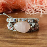 Wrap Bracelet With Natural Stone Boho Pink Bracelet