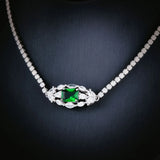 Emerald Tennis Necklace Green Diamond Ladies Jewelry Gift Party