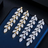 Olive Leaf Earrings Diamond Studs High Carbon Ladies Jewelry Gift