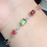 Rectangular Synthetic Tourmaline Rainbow Bracelet