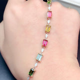Rectangular Synthetic Tourmaline Rainbow Bracelet