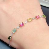 Rectangular Synthetic Tourmaline Rainbow Bracelet