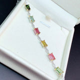 Rectangular Synthetic Tourmaline Rainbow Bracelet