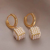 Pearl Square Pendant Earrings Jewelry For Women