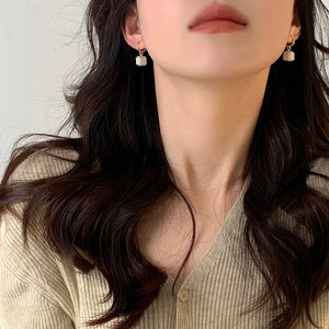 Pearl Square Pendant Earrings Jewelry For Women