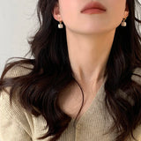Pearl Square Pendant Earrings Jewelry For Women