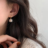 Pearl Square Pendant Earrings Jewelry For Women