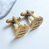 Personalized Name Engraved Cuff Links Stainless Steel Men Jewelry