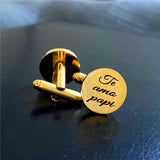 Personalized Name Engraved Cuff Links Stainless Steel Men Jewelry