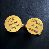 Personalized Name Engraved Cuff Links Stainless Steel Men Jewelry