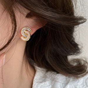 Shell Zircon C-shaped Earrings for Women