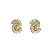 Shell Zircon C-shaped Earrings for Women