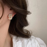 Shell Zircon C-shaped Earrings for Women