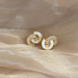 Shell Zircon C-shaped Earrings for Women