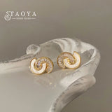 Shell Zircon C-shaped Earrings for Women