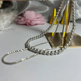 Silver Grey 4mm Shell Pearl Necklace Double Layer s925 Sterling Silver
