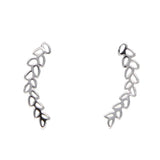 925 Sterling Silver Sparkling Leaves Stud Earrings Clear CZ Jewelry