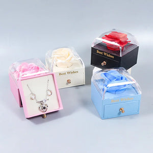 Eternal Rose Acrylic Ring Necklace Jewelry Box Storage Case