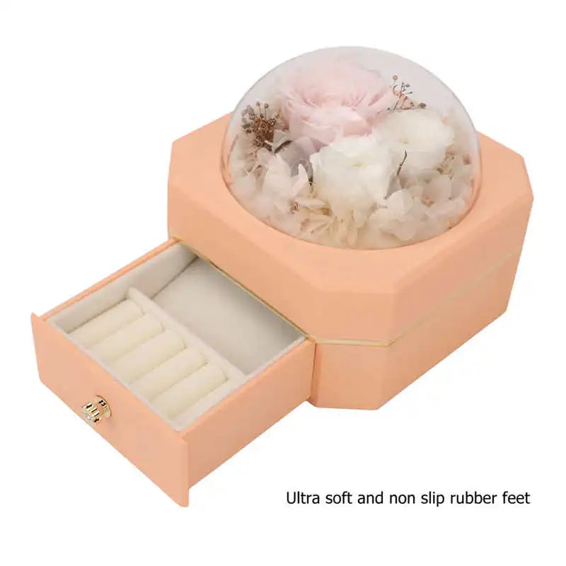 Preserved Flower Jewelry Box for Women, Birthday Gift