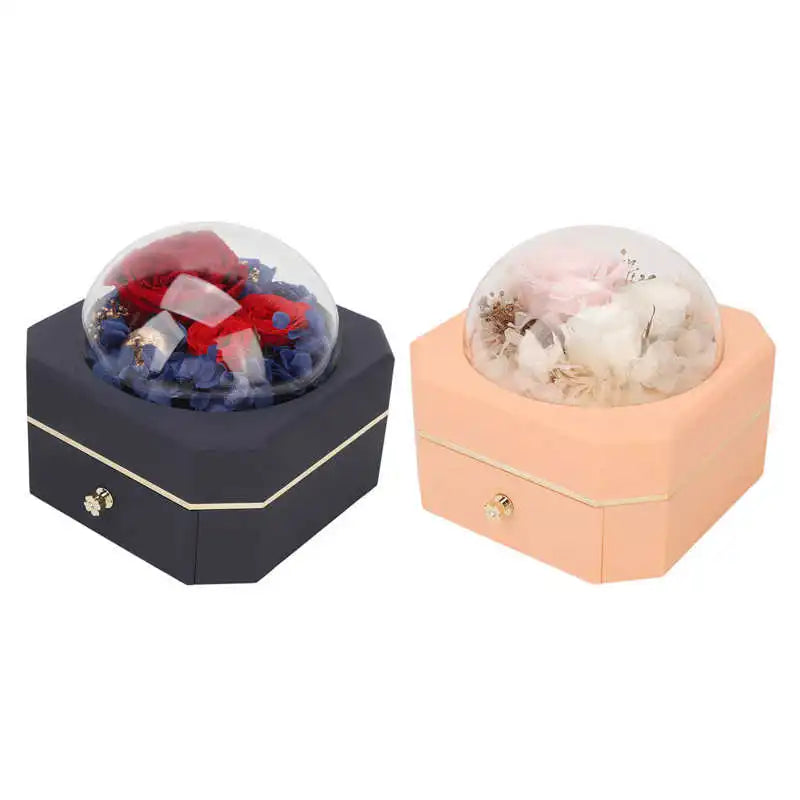 Preserved Flower Jewelry Box for Women, Birthday Gift