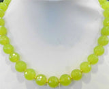 8mm Green Peridot Faceted Round Beads 18'' Necklace