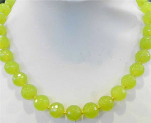 8mm Green Peridot Faceted Round Beads 18'' Necklace