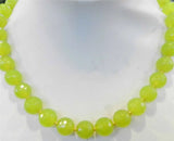 8mm Green Peridot Faceted Round Beads 18'' Necklace