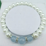 Elegant Shell Pearl & Gemstone Bracelet 7.5 Inch