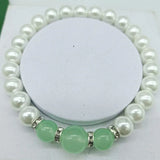 Elegant Shell Pearl & Gemstone Bracelet 7.5 Inch