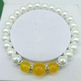 Elegant Shell Pearl & Gemstone Bracelet 7.5 Inch