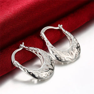 925 Silver Carved Drop Earrings for Women Wedding Jewelry